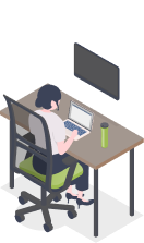 PCで学習しているイラスト