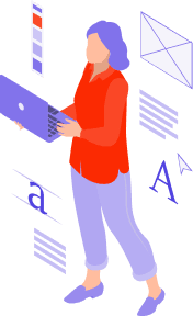 pcの内容を確認する女性のイラスト